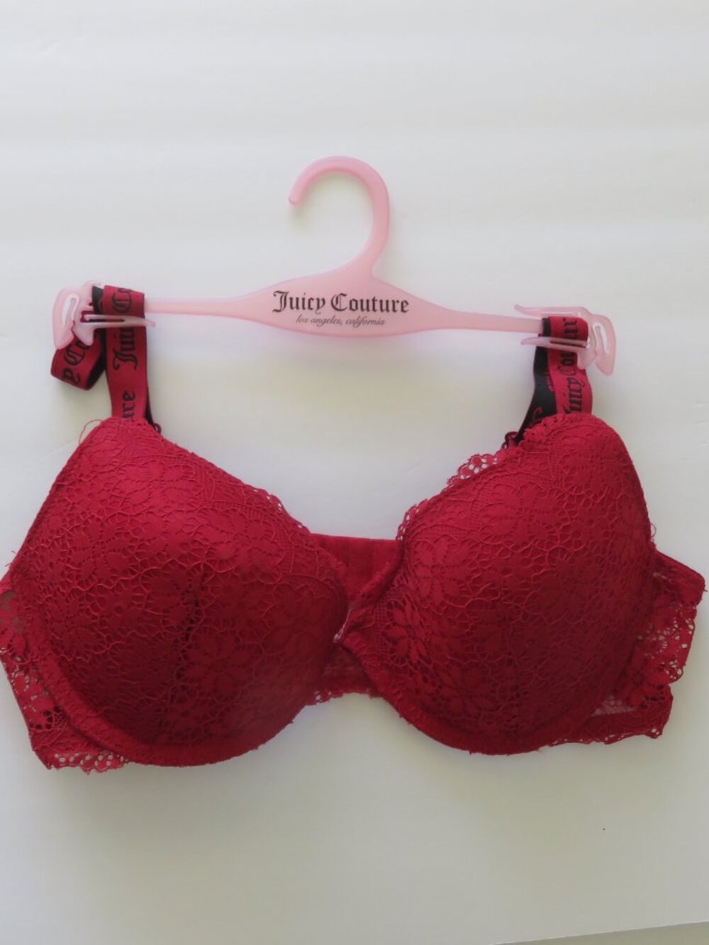(#100) Juicy Couture Push-up Lace Red Bra Size 36C